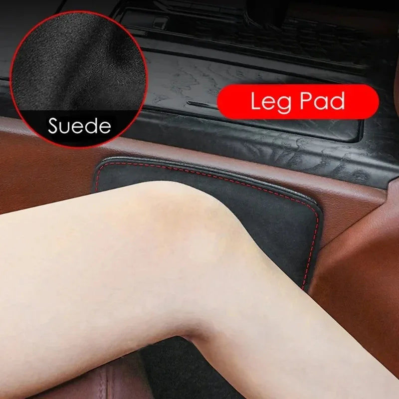 Comfortable Suede Car Pillow, Memory Foam Leg Pad for Auto Seat, Elastic Headrest Cushion Knee Support