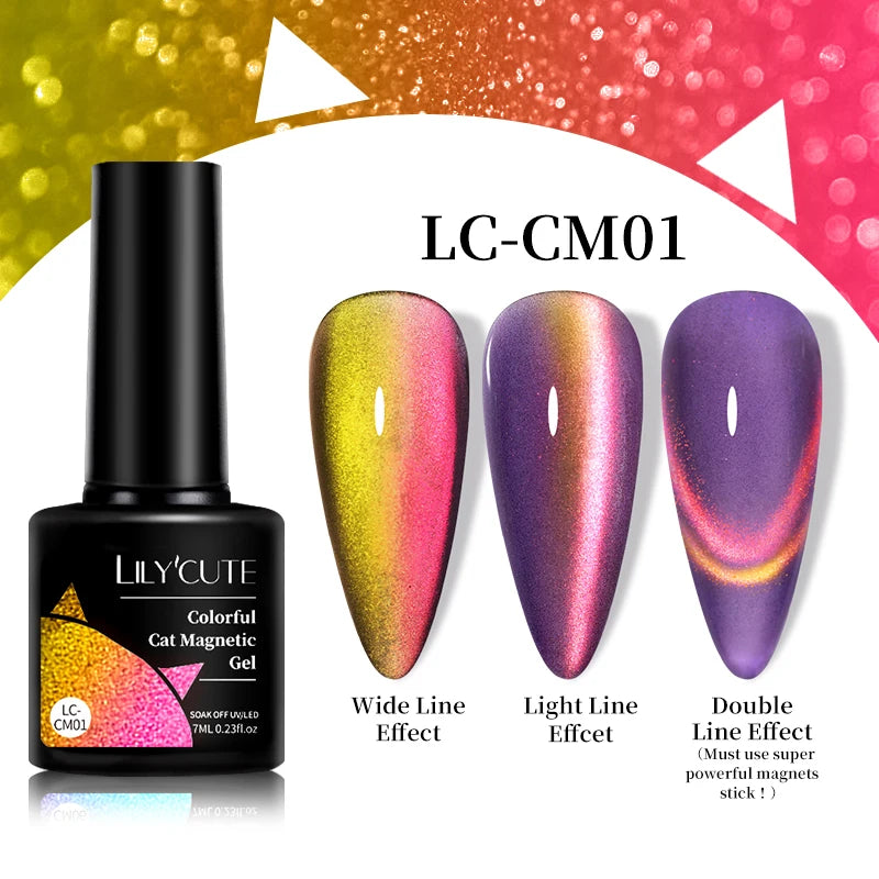 LILYCUTE 7ml 9D Cat Magnetic Gel Nail Polish Iridescent Magnet Semi