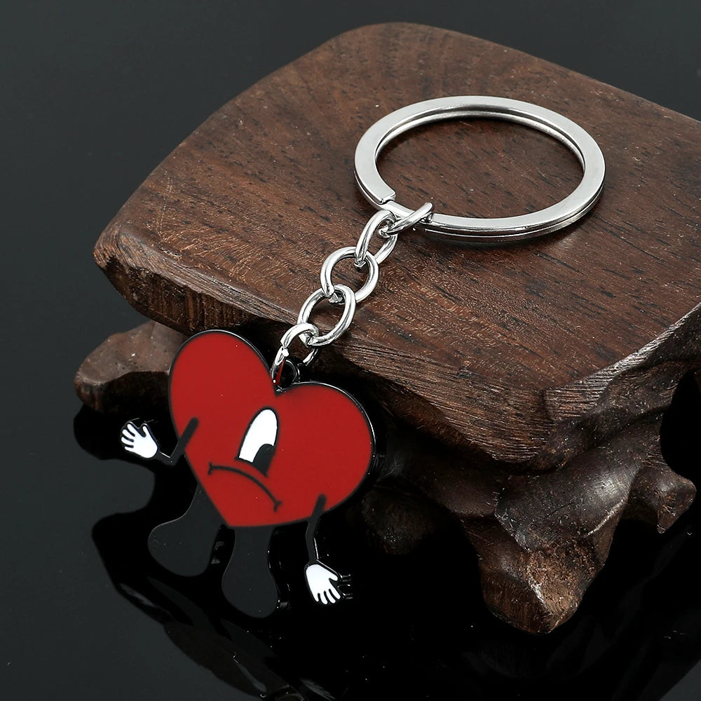 Trendy Bad Bunny cosplay heart pendant necklace, cute accessory, fan gift