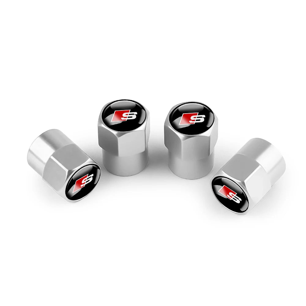 4pcs 3D Metal Car Wheel Tire Valve Air Stem Cap Covers for Audi A3 B5 B6 B7 B8 B9 8P 8V 8L A5 A4 C6 A6 RS Sline Q5 Q3 Q7 Quattro