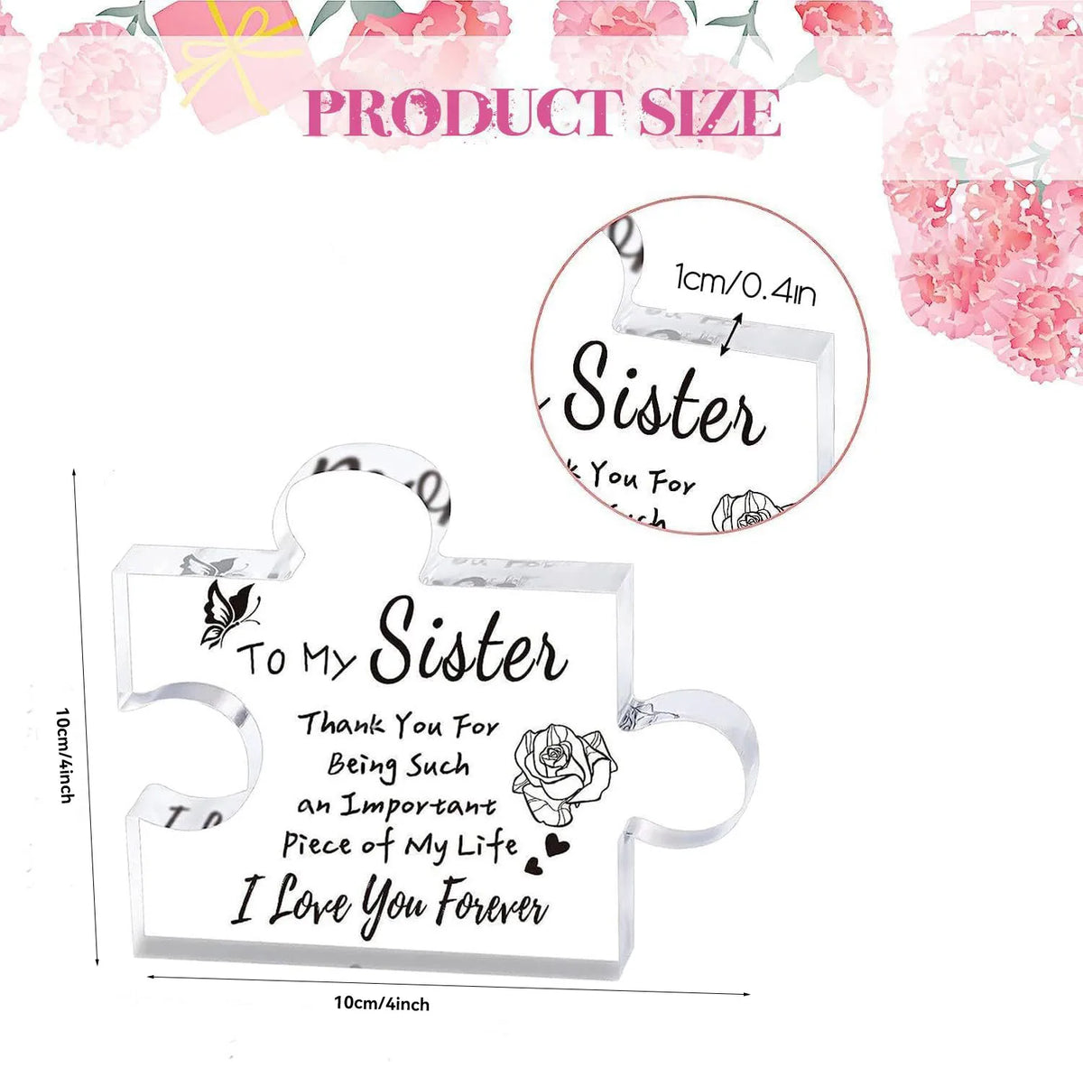 1pc, Sister Gifts From Sister, Birthday Gifts For Sister, Sisters Gifts Puzzle Block Engraved Acrylic Plaque, Christmas For Sist