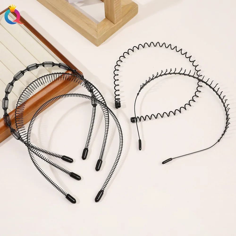 Fashion Metal Hair Band for Men Women Unisex Black Wavy Hair Head Hoop Band Sports Headband Hairband Hair Accessories Gifts
