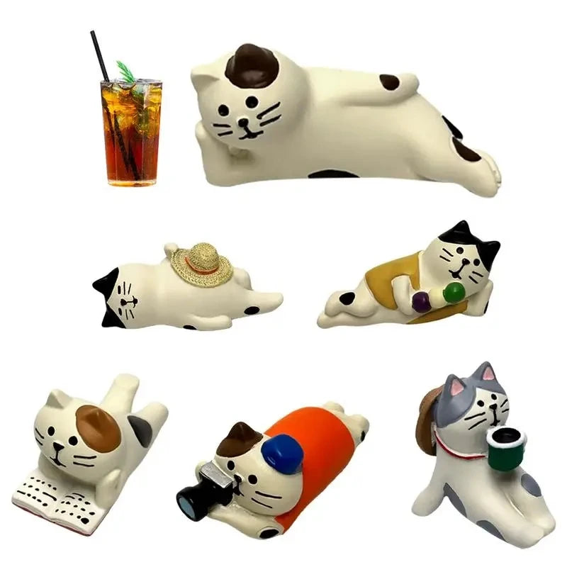 Cute Car Interior Decoration Ornaments Mini Cat Action Figure Auto Dashboard Rearview Mirror Decoration Car Accessories