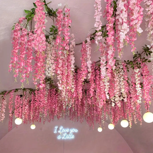 1 set artificial lavender vines, plastic fake flower strings, hanging garland decoration, suitable for weddings, Mother's Day
