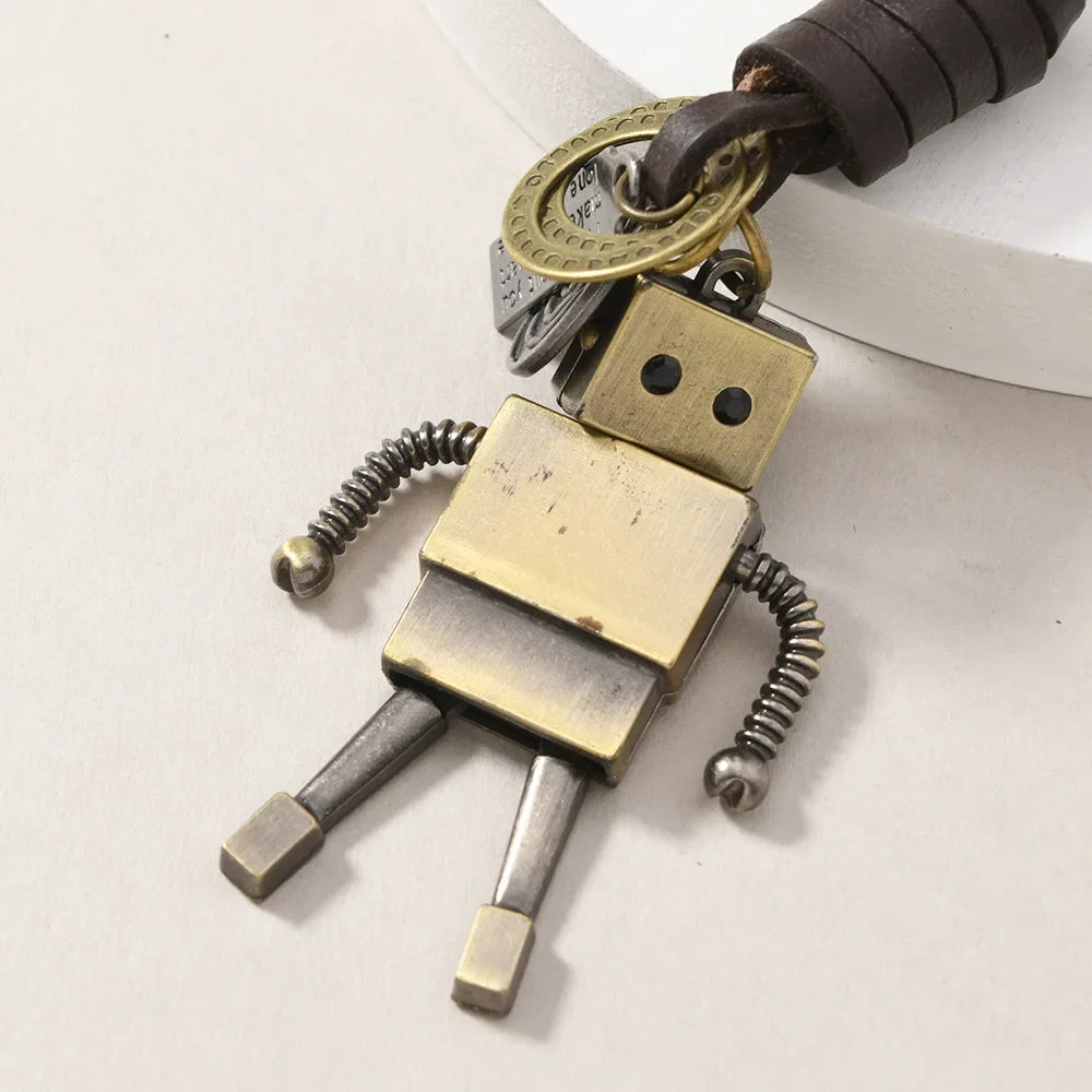 1pc Men Children Keyrings Cute Alloy Robot Keychain Creative Jewelry Keyrings Car Key Chains kids Adults Birthday Present 2025