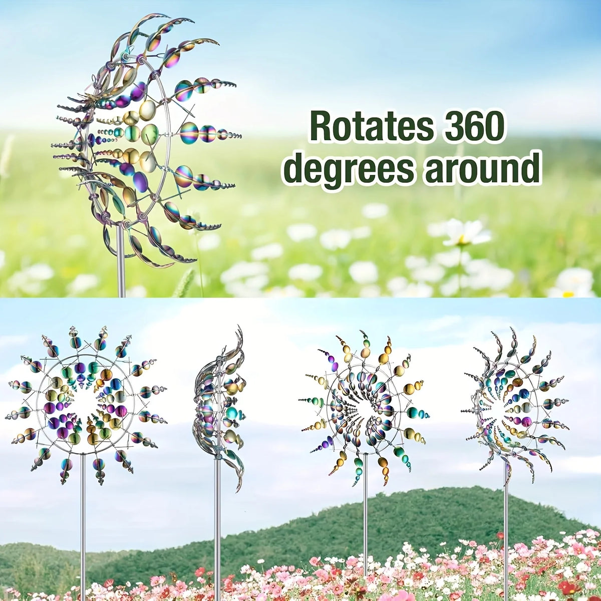 1 Piece of Metal Powered Windmill - Outdoor Garden Decoration, No Battery Required, Creative Lawn Art Rotator