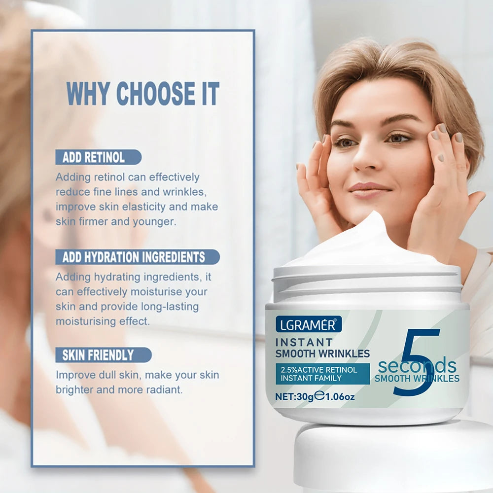 5 Seconds Retinol Smooth Wrinkles Cream Nourishing Moisturizer Fade Spot Firming Face Fine Skin Care Lifting Cream Care Products