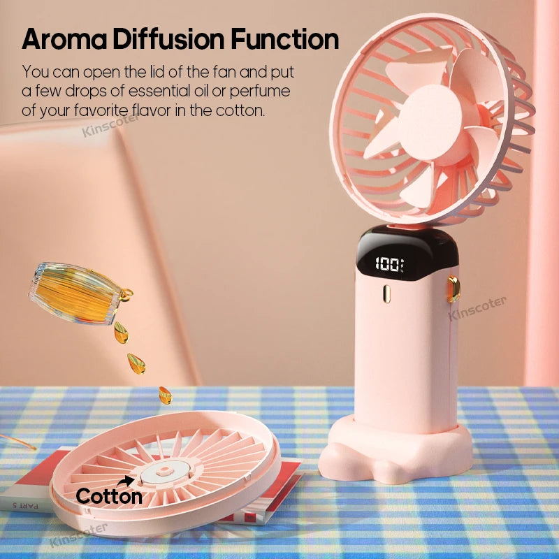 USB Handheld Mini Fan Foldable Portable Neck Hanging Fans 5 Speed USB Rechargeable Fan