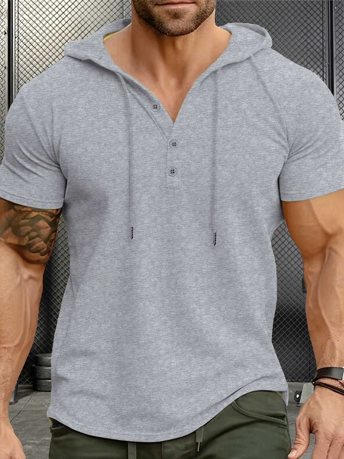 Men's T Shirt Summer Slim Fitness Hooded Short-Sleeved Tees Male Lightweight Hoodie Fitness Breathable Sports Tops