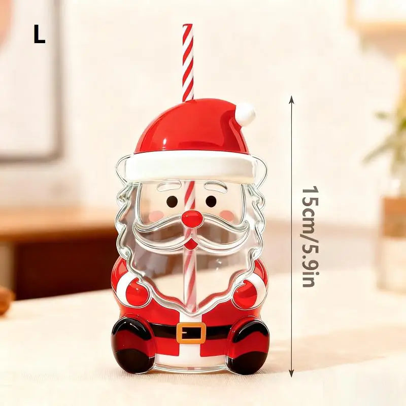 Cartoon Bear Shaped Coffee Mug Cute Bear Mug Plastic Cup With Straw Transparent Creative Milk Coffee Water Cups