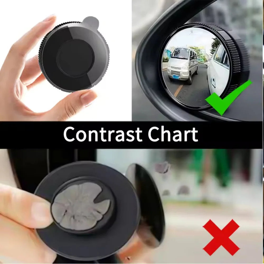 2-Piece Wide-Angle Car Blind Spot Mirror Set 360-Degree Adjustable Suction Cup Auxiliary Rearview Mirror for Vehicle Safety