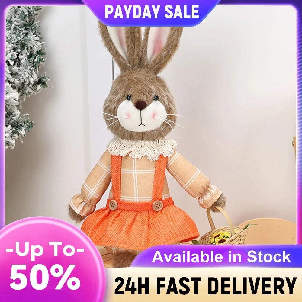 Cute Rabbit Figurine Table Centerpiece Decorations Rabbit Collectible Critter for Spring Shelf Mantel Home Decor Gift