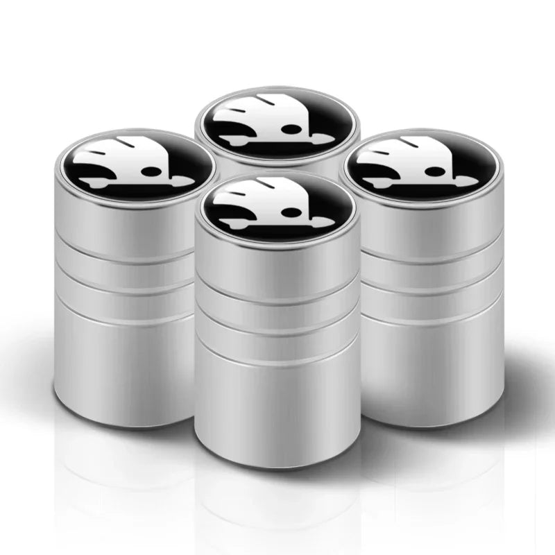 4PC Metal Car Badges Wheel Tire Valve Caps Covers Auto Accessories For Skoda S Kodiaq Octavia 2 3 Yeti Karoq Rapid Fabia VII VRS
