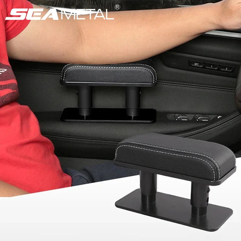SEAMETAL Car Door Armrest Pad Adjustable Height Car Arm Rest Elbow Support Cushion PU Leather Universal Interior Protective Mats