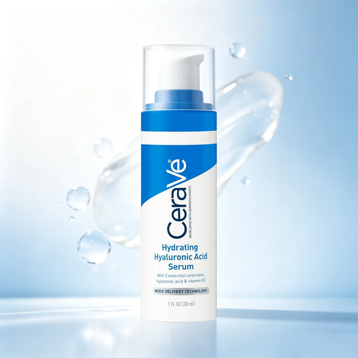Cerave Hyaluronic Acid Serum for Face with Vitamin B5 and Ceramides, Hydrating Face Serum for Dry Skin, Fragrance Free, 1 Ounce