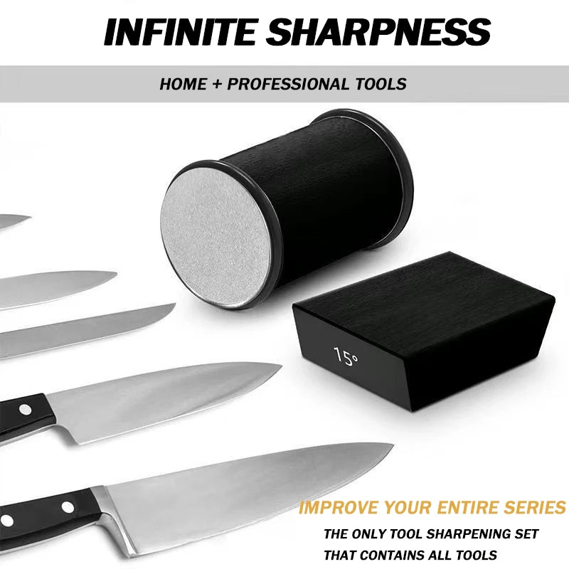 Rolling Knife Sharpener For Straight Edge Knife Sharpener Kit With 15/20° Degree Magnetic Angle For Kitchen Knives Whetstone Set