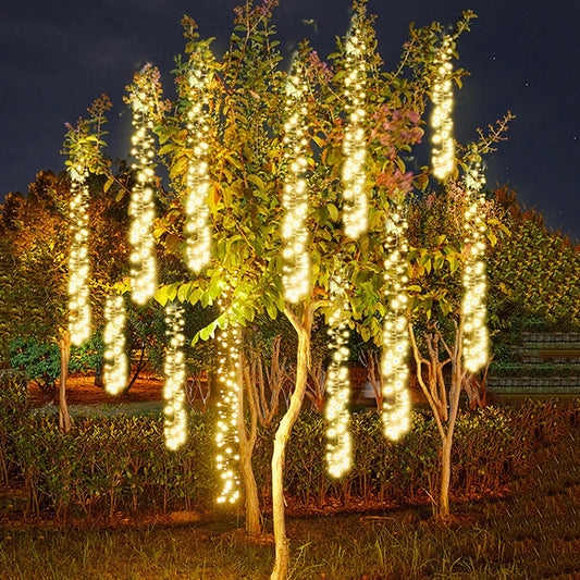 Creative 3 IN1 360LED Christmas Garland Meteor Shower String Light Outdoor Waterproof Icicle Fairy Lights for Holiday Tree Decor