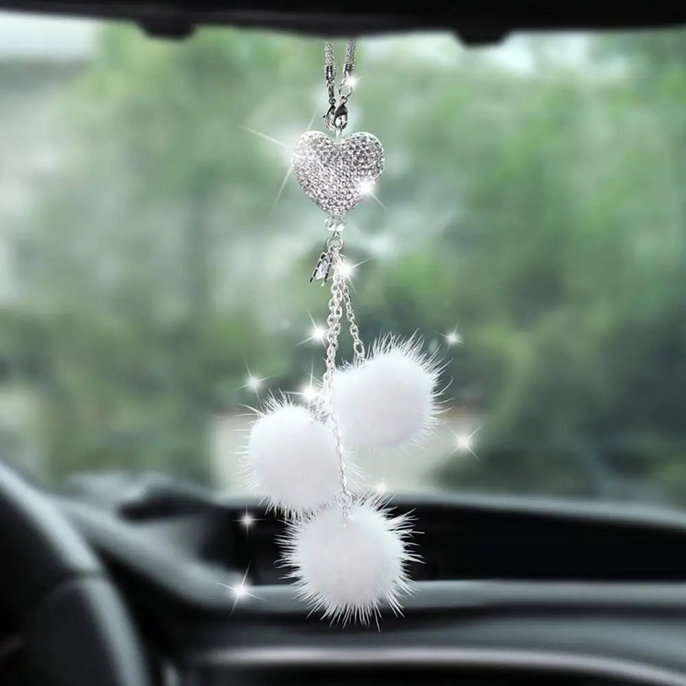 Fashion Diamond Car Accessorie Bling Hairball Pendant Auto Rearview Mirror Pendant Birthday Gift Auto Decoraction Ornaments