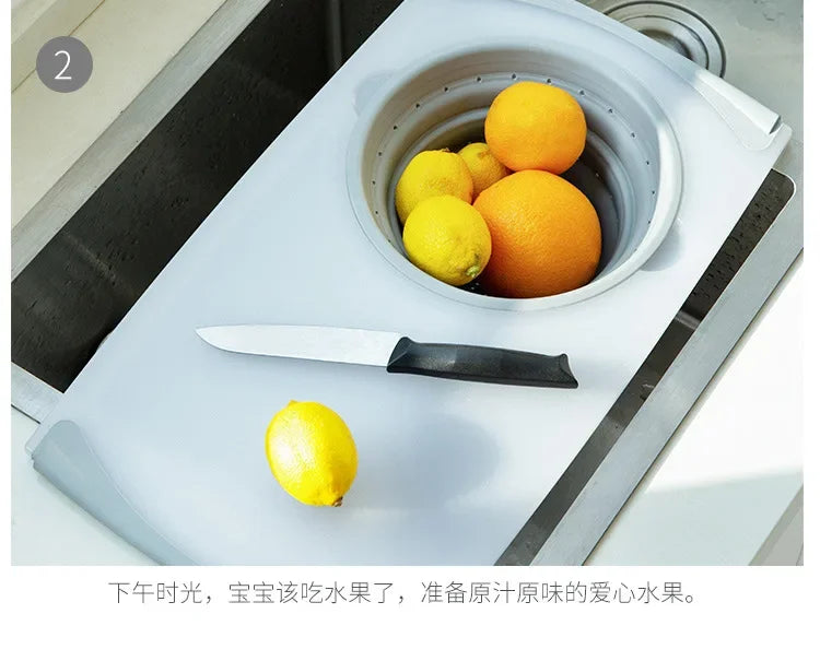 Innovative Multi-Functional 3 in 1 Chopping Board, Detachable Folding Drain Basket, Sink Cutting, Kitchen Tools