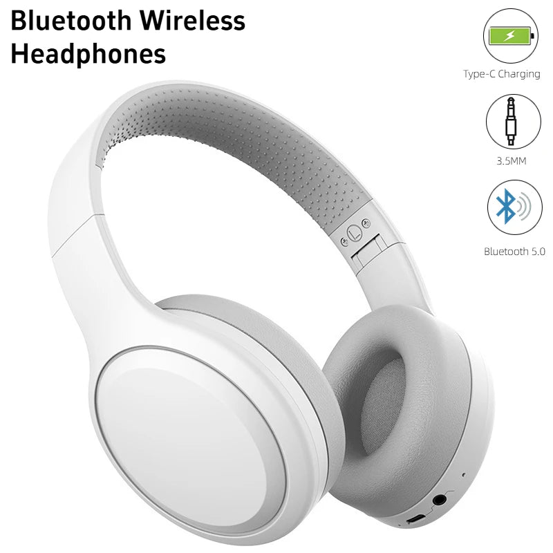Wireless Bluetooth Headphones Over Ear HIFI Stereo Headsets Noise Reduction Sports Gaming Earphones Music Player with Mic Gifts