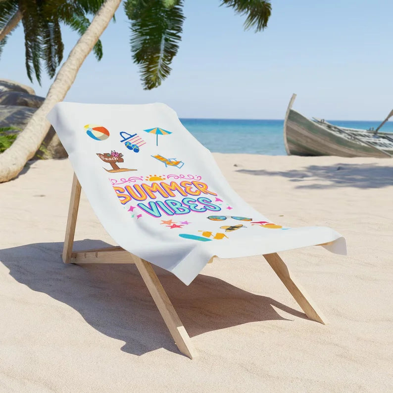 Cute Summer Towel, Quick Dry Absorbent Microfiber Beach Towel, Great for Beach & Pool Days Beach Towel Towels Bathroom