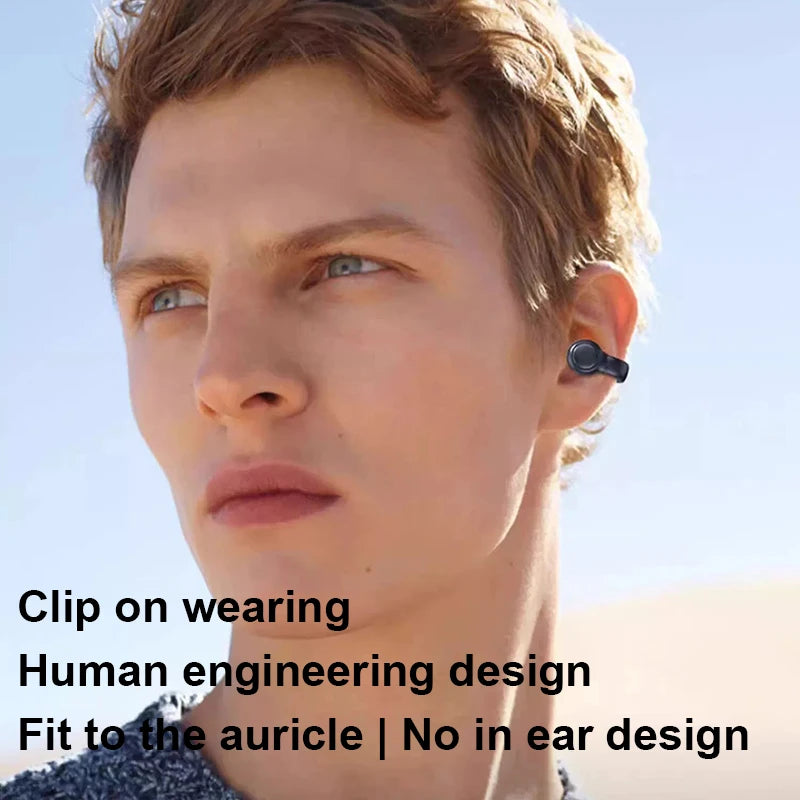 For Xiaomi Lenovo Bluetooth Earphones Soft Silicone Ear-Clip Wireless Headphone HiFi Stereo Headset Outdoor Sports Handsfree
