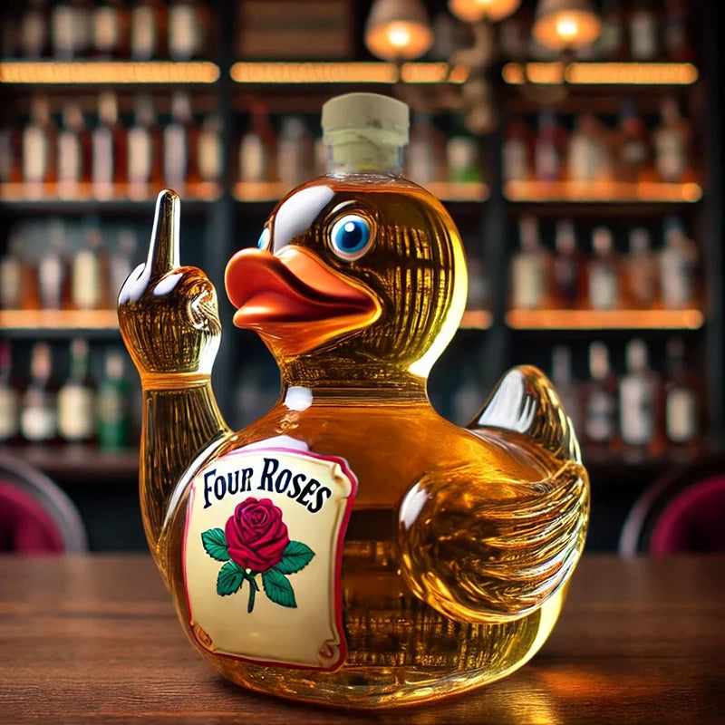 1Pieces Middle Finger Duck Bottle,Funny Middle Finger Whiskey Duck Bottle
