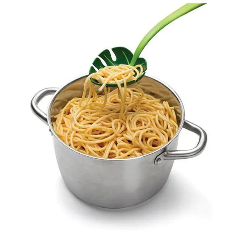 Creative Turtle Back Leaf Strainer Spoon Jungle Green Leaf Noodle Skimmer Spoon Kitchen Filter Scoop