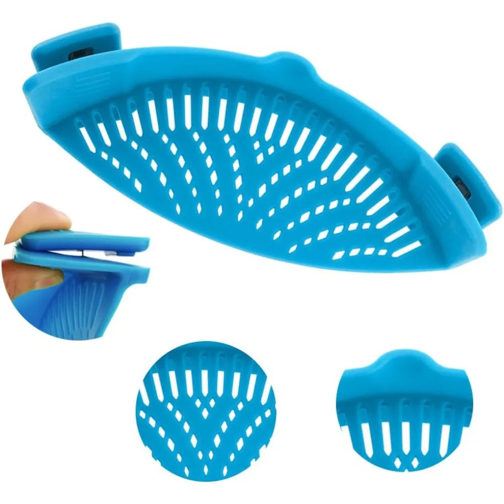 Clip on Strainer, Pot Strainer for Pasta Meat Vegetables Fruit, Silicone Strainers - Fit All Pots Bowls Kitchen Accessories
