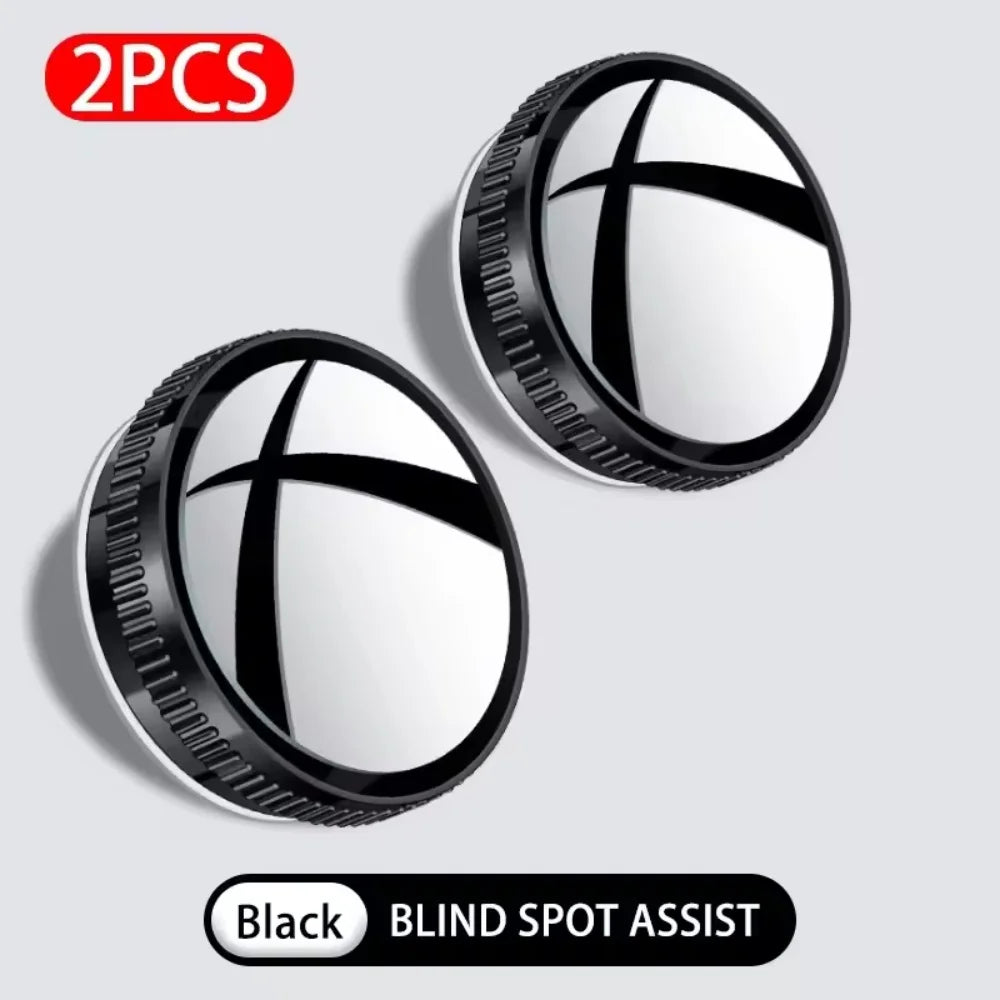2-Piece Wide-Angle Car Blind Spot Mirror Set 360-Degree Adjustable Suction Cup Auxiliary Rearview Mirror for Vehicle Safety