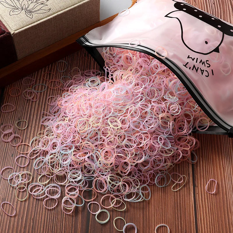 1000/2000pcs Girls Colorful Disposable Rubber Elastic Hair Band Ties Children Ponytail Holder Bands Kid Hair Accessories Leagues