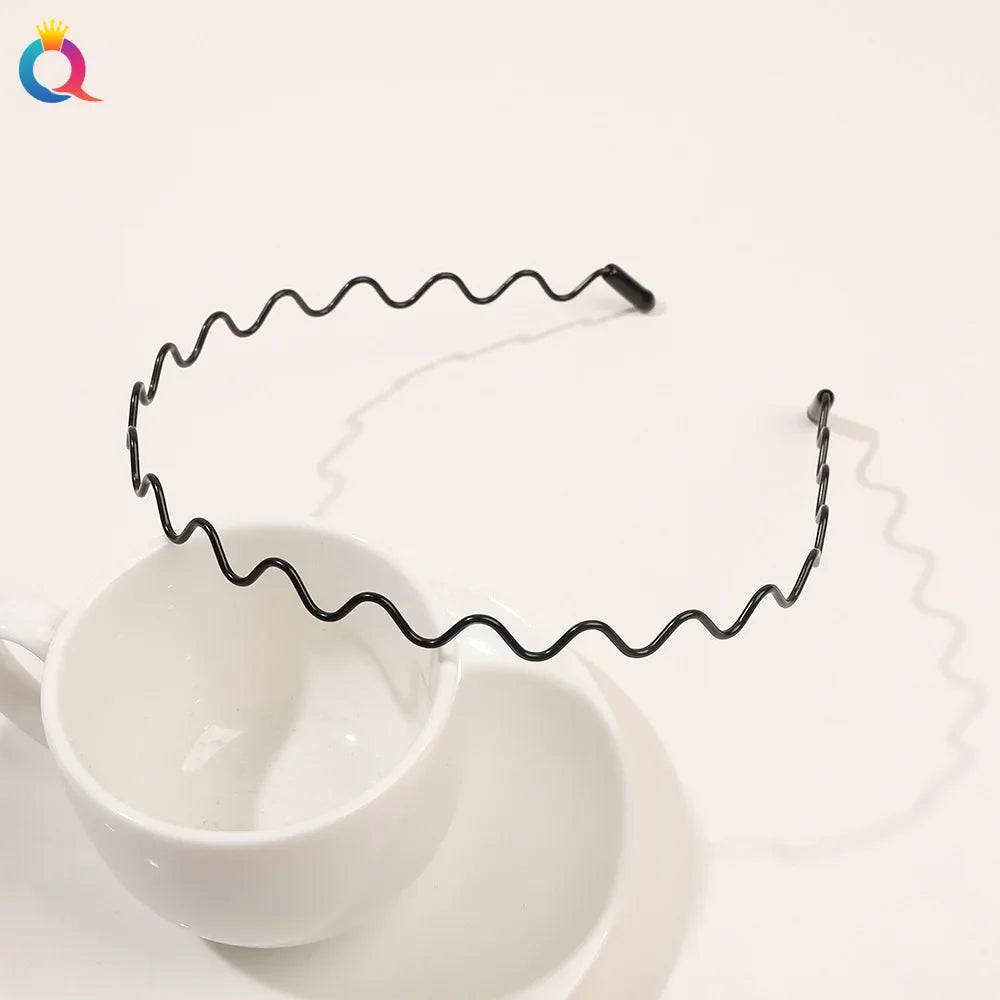 Fashion Metal Hair Band for Men Women Unisex Black Wavy Hair Head Hoop Band Sports Headband Hairband Hair Accessories Gifts