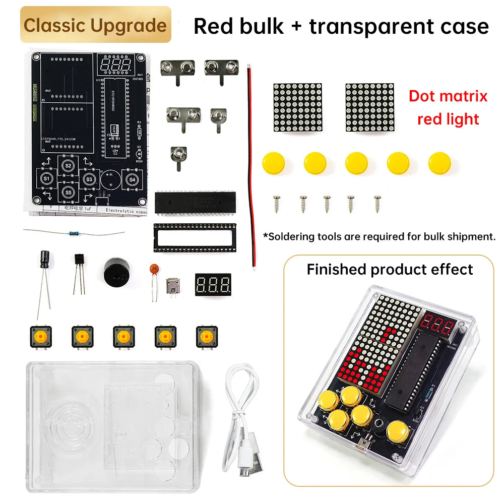 7 Pixel Game Console Kits Puzzle Pixel Game Console 51 Single-chip DIY Welding Practice Parts Electronic DIY Kit