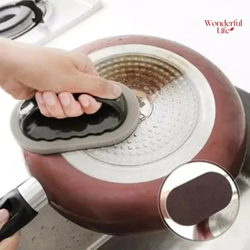 Magic Emery Sponge Brush Wipe Eraser Cleaner Kitchen Bath Rust Strong Decontamination Cleaning Tools With Handle Household Tools