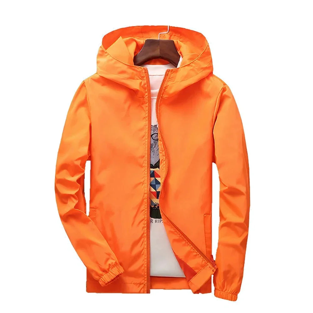 2025 Spring and Autumn New Youth Men's Fashion Casual Zipper Jacket Student Korean Edition Thin Top Solid Color Hooded Jacket