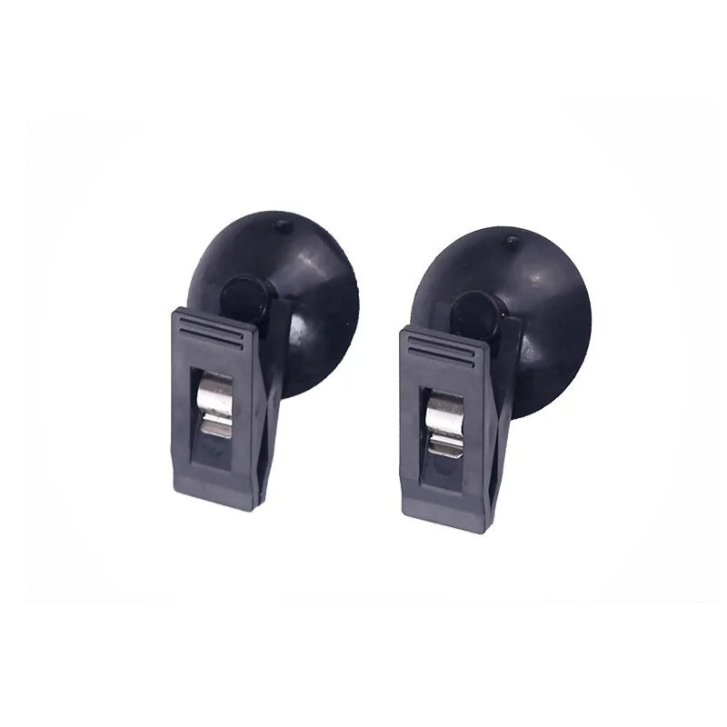 1 Pair Car Interior Window Clip Mount Black Suction Cap Clip Plastic Sucker Removable Holder for Sunshade Curtain Towel Ticket