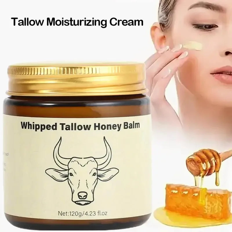 Beef Tallow Honey Moisturizer Cream - Deep Hydration Nourishing Brightening Redness Repair Pore Minimizer for Women Sensitive Dr
