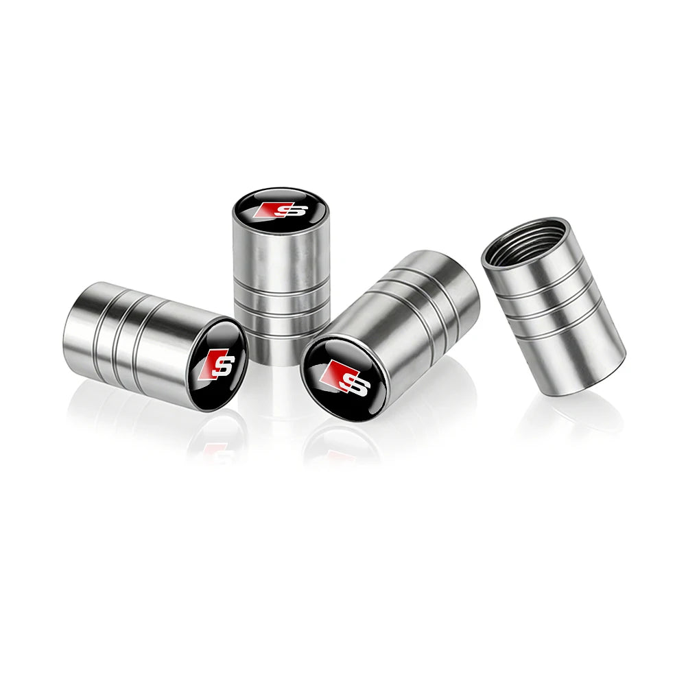4pcs 3D Metal Car Wheel Tire Valve Air Stem Cap Covers for Audi A3 B5 B6 B7 B8 B9 8P 8V 8L A5 A4 C6 A6 RS Sline Q5 Q3 Q7 Quattro