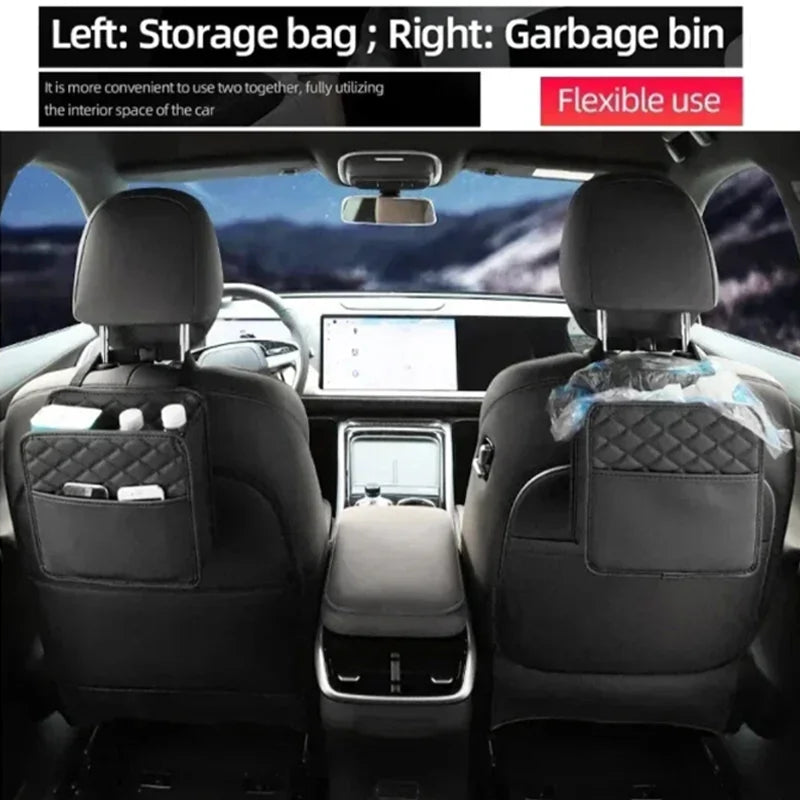 Multifunctional Car Seat Storage Bag Leather Auto Organizer Garbage Bag Fit For Most Car Models