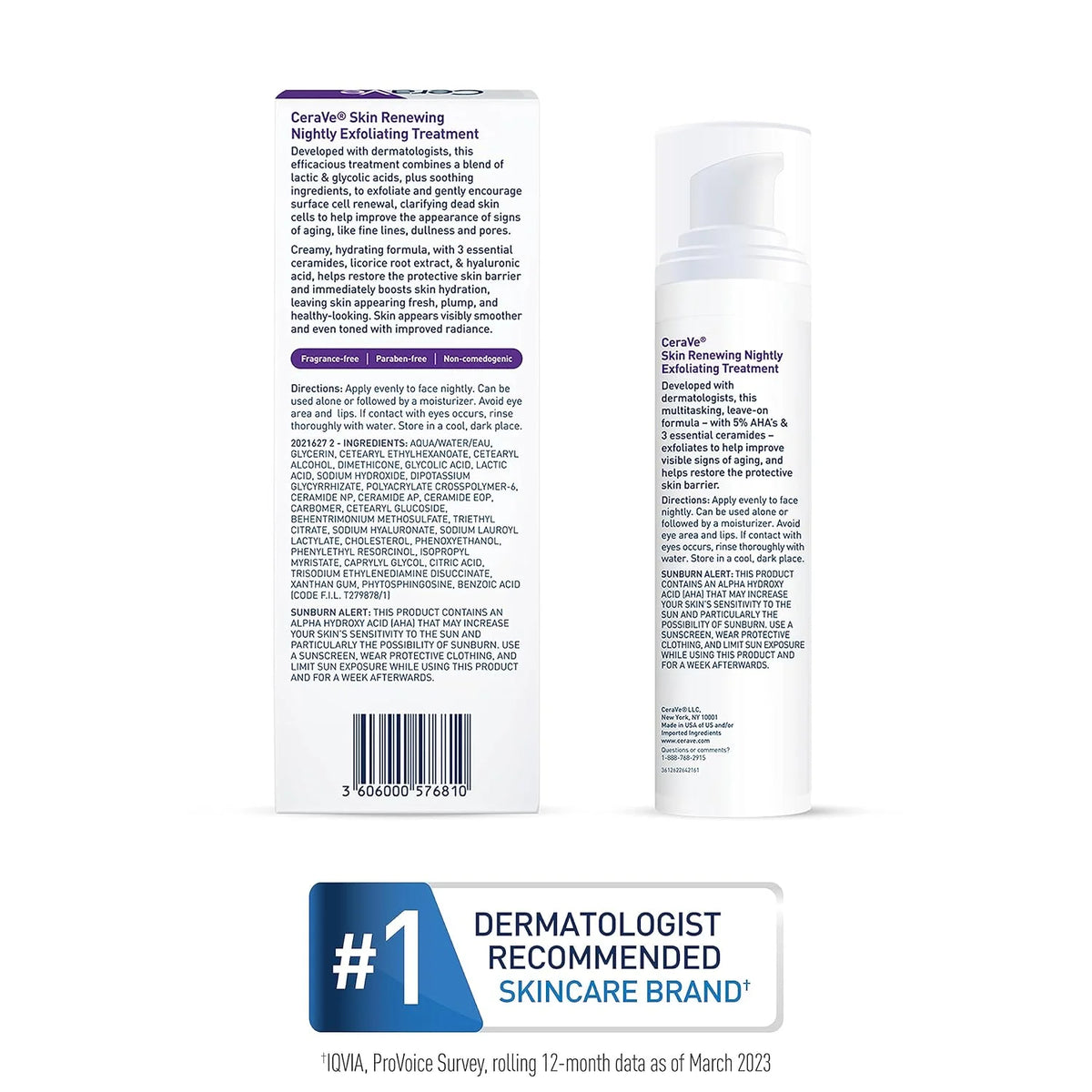 CeraVe Skin Renewing Nightly Exfoliating Treatment 50ml Glycolic Lactic Acid Serum with Ceramides for Radiant Smooth Skin