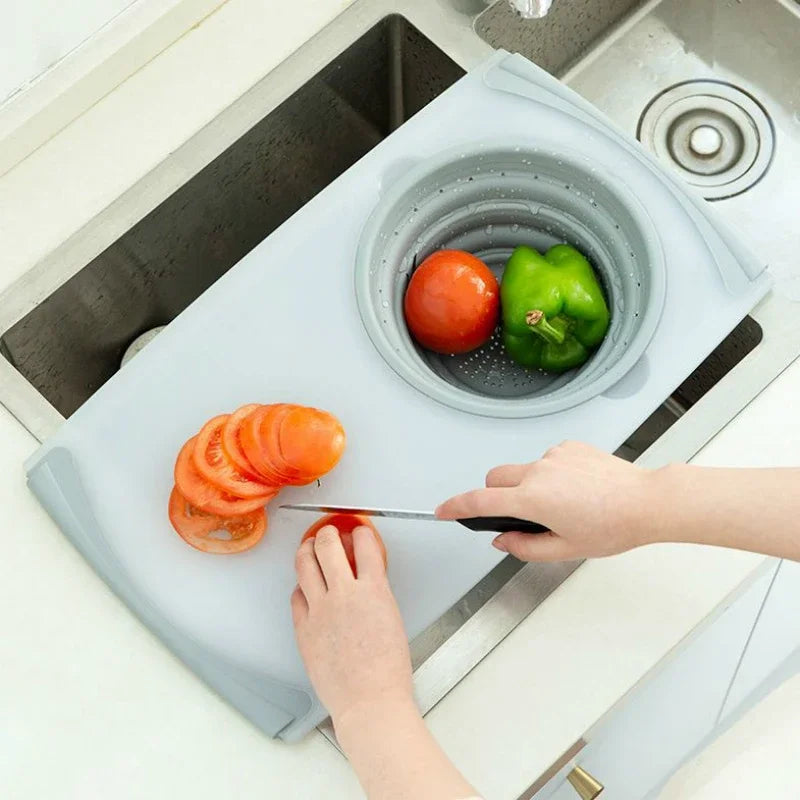Innovative Multi-Functional 3 in 1 Chopping Board, Detachable Folding Drain Basket, Sink Cutting, Kitchen Tools