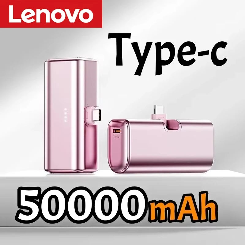 Lenovo 225W Fast Charging USB C Power Bank 500000mAh Mini Portable Charger for iPhone 15 16 Android Devices Travel Battery Pack