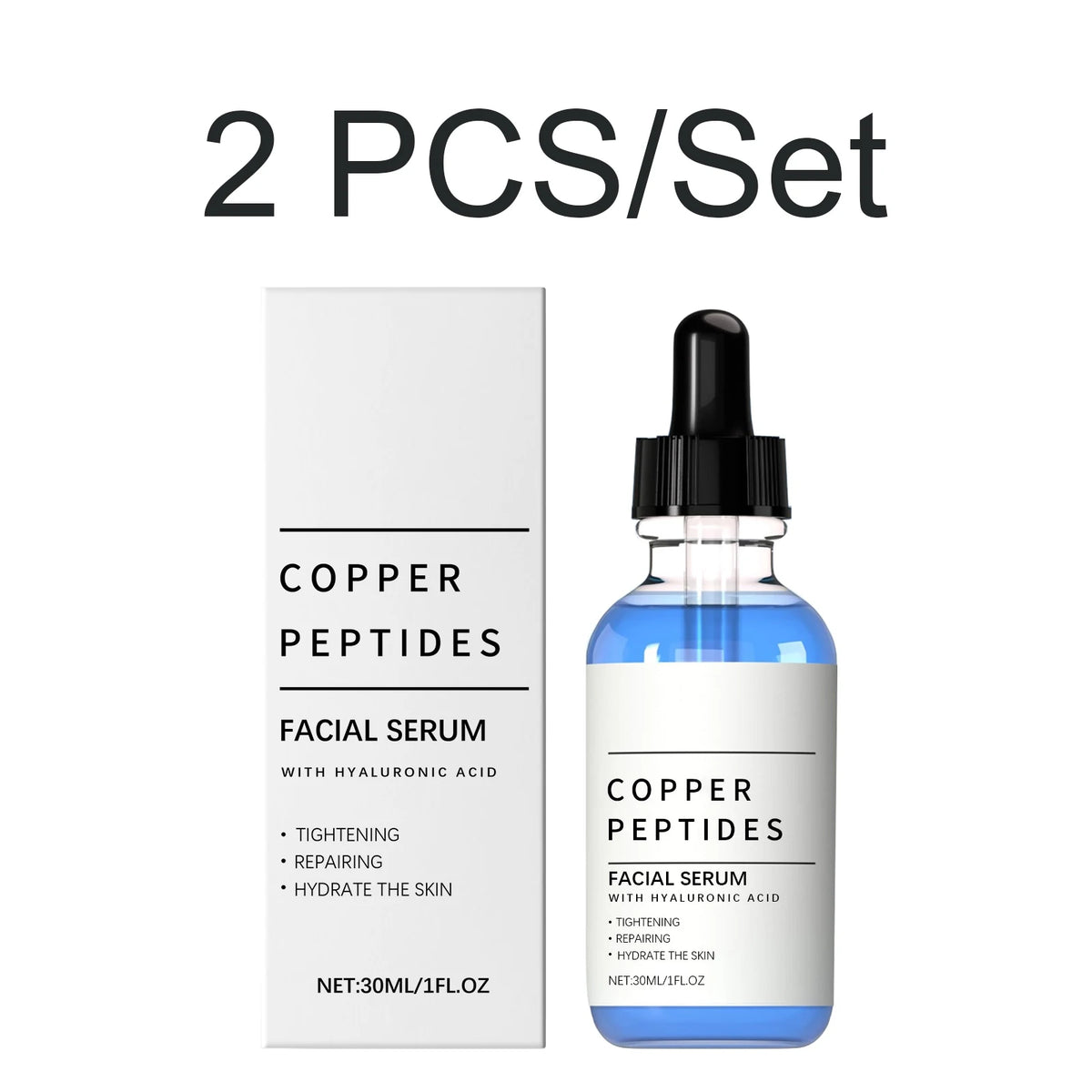 Copper Peptide Serum Hyaluronic Acid Tighten Skin Barrier Repair Deep Hydration Antioxidant Sensitive Dry Skin Face Serum 30ml