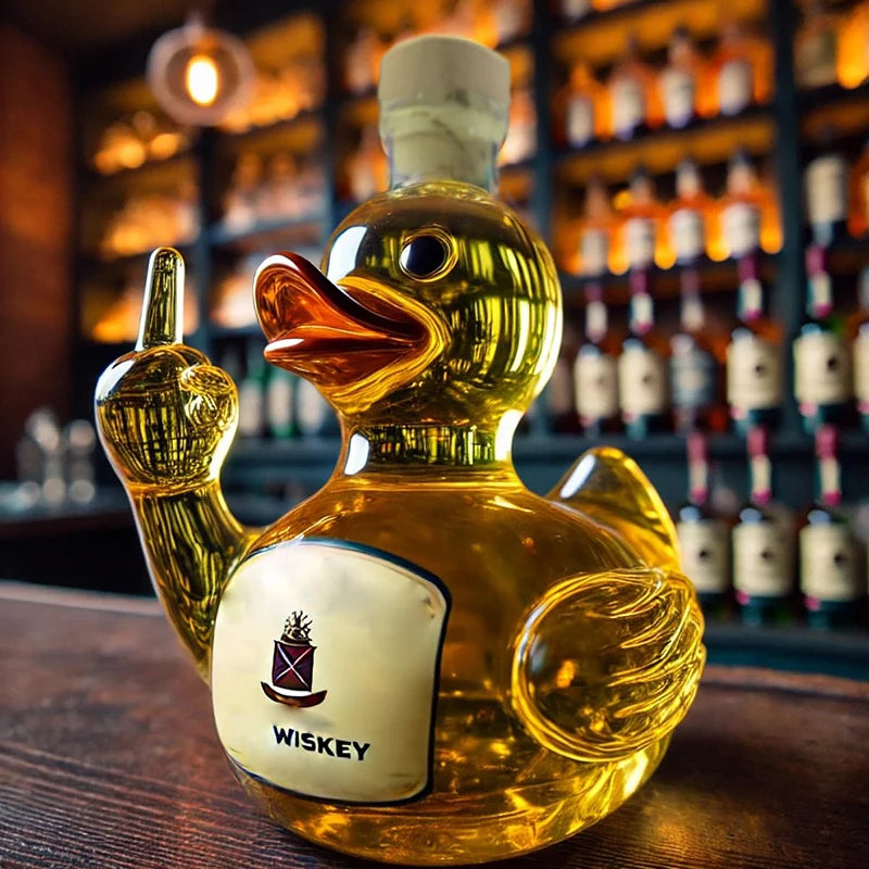 1Pieces Middle Finger Duck Bottle,Funny Middle Finger Whiskey Duck Bottle