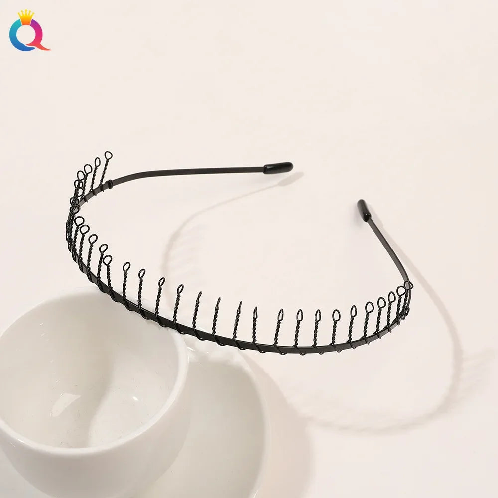 Fashion Metal Hair Band for Men Women Unisex Black Wavy Hair Head Hoop Band Sports Headband Hairband Hair Accessories Gifts