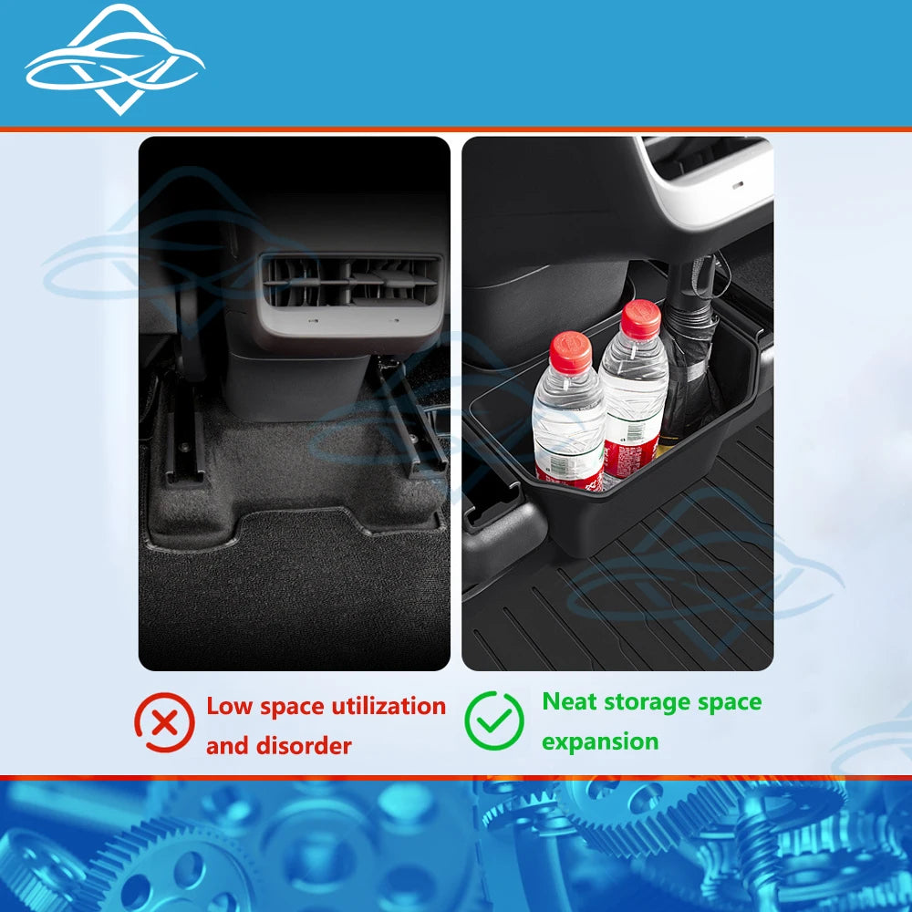 Rear Seat Storage Box for Tesla Model Y Juniper 2021-2024 Organizer Center Console Bins Backseat Trash Can Garbage Accessories
