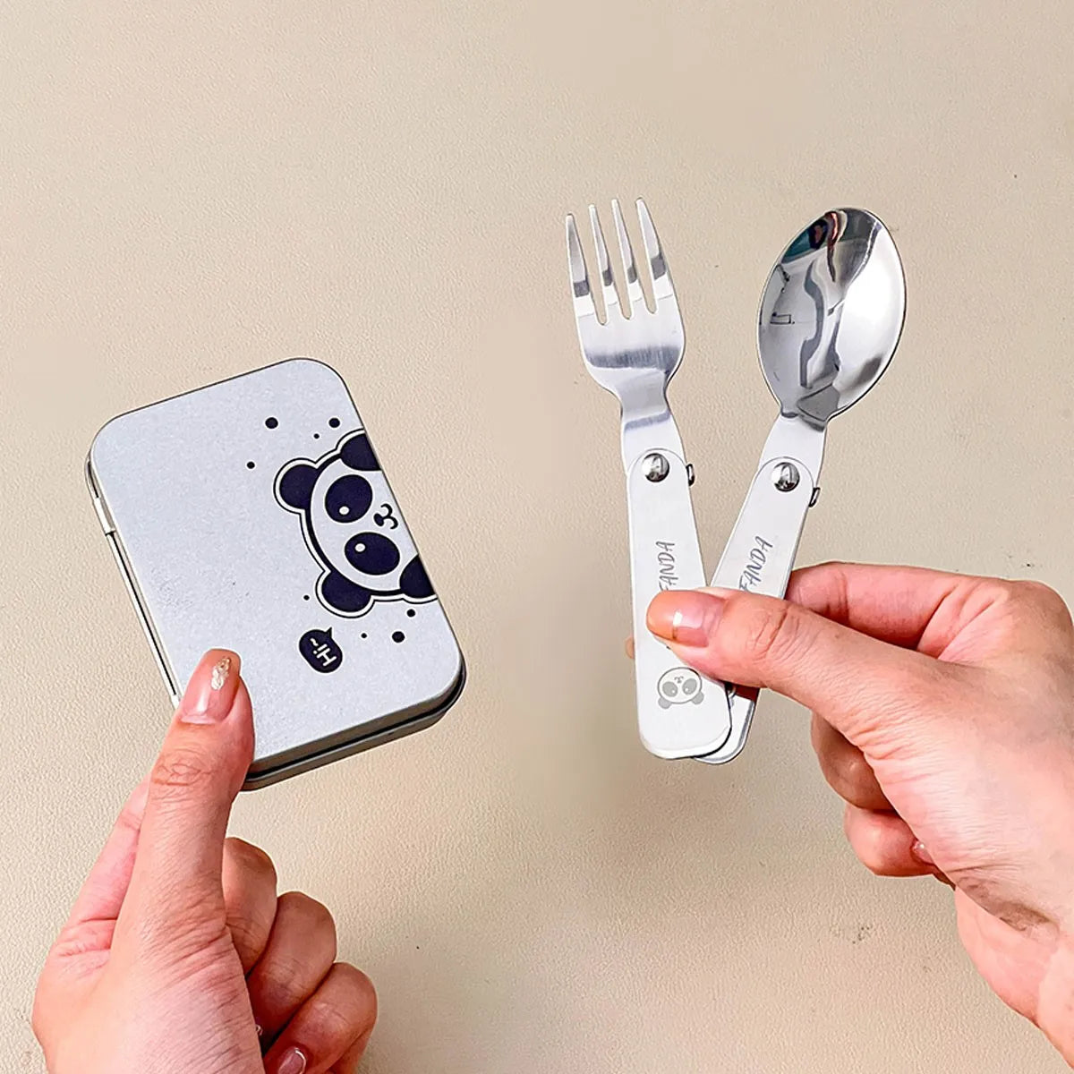 304 Stainless Steel Folding Spoon and Fork Set Portable Travel Cutlery with Case Reusable Kitchen Utensils for Camping Picnic