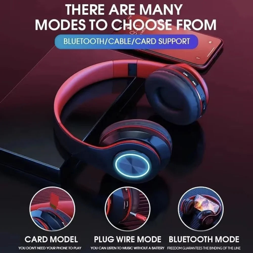 B39 Bluetooth Headset Foldable Headphones HiFi Stereo Earphone With Mic Support SD Card FM For Xiaomi Iphone Sumsamg Phone