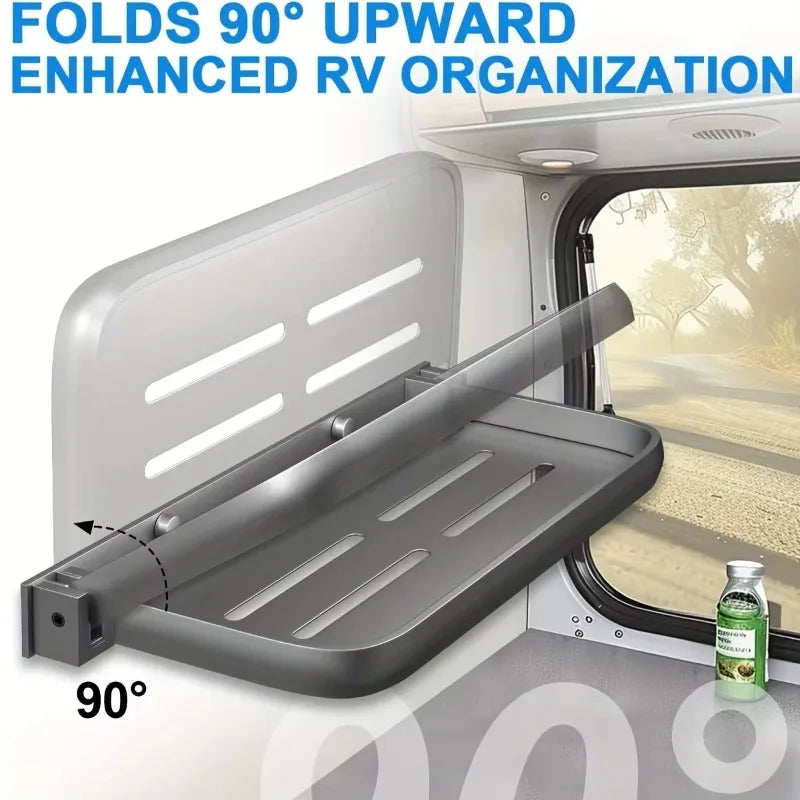 Aluminum RV Drop-down Foldable Shelves Wall Storage for Campers Space Saving Organizer for Recreational Vehicles