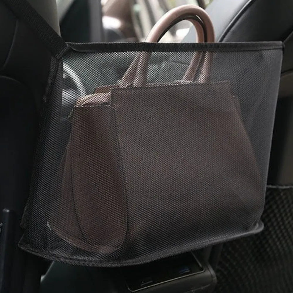 Large Capacity Car Seat Mesh Bag Convenient Hanging Mesh Storage Net Pocket Adjustable Spacious Handbag Purse Organizer Auto